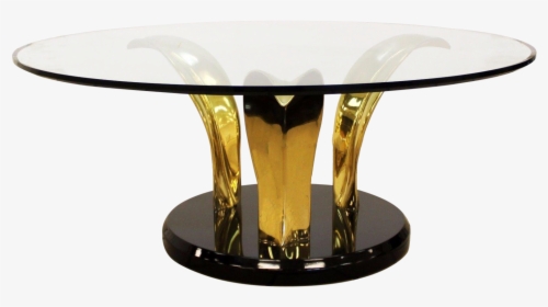 1970s Mid Century Modern Palm Leaf Glass Brass Black - Coffee Table, HD Png Download, Transparent PNG