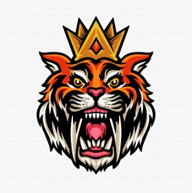 Sabertooth Head With A Crown - Illustration, HD Png Download, Transparent PNG