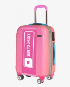 Pink Suitcase Slide To Unlock - Measure Suitcase Size, HD Png Download, Transparent PNG