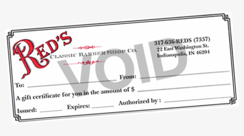 Reds Gift Certificates - Red's Barber Shop, HD Png Download, Transparent PNG