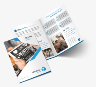 Clean Charity Bi-fold Brochure Template Preview - Bi Fold Brochure Png, Transparent Png, Transparent PNG