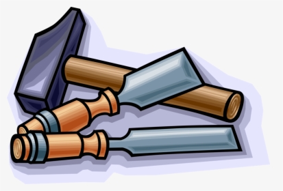 Vector Illustration Of Carpentry And Woodworking Wood - Hammer Und Meißel Clipart, HD Png Download, Transparent PNG