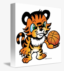 Tiger Basketball By Chuck Clore Vector Download - Tiger With A Basketball, HD Png Download, Transparent PNG