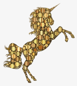 Gold Unicorn Silhouette 2 Circles - Unicorns With Gold Horn, HD Png Download, Transparent PNG