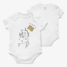 Unicorn & Gold Crown Baby Onesie - Cartoon, HD Png Download, Transparent PNG