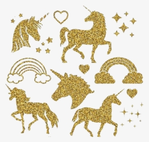 #unicorns #glitter #golden #gold #fantasy - Silhouette Of A Unicorn, HD Png Download, Transparent PNG