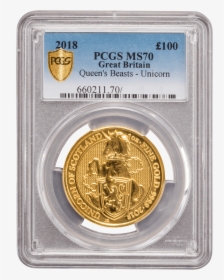 Picture Of Pcgs 2018 1oz Gold Queen S Beast Unicorn - Cash, HD Png Download, Transparent PNG