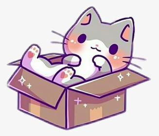 #kawaii #cute #kitty #cat #kittens #box #kittyinabox - Cat In Box Drawing, HD Png Download, Transparent PNG