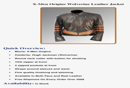 Transparent Wolverine Hugh Jackman Png - Leather Jacket, Png Download, Transparent PNG