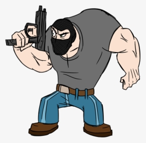Thief, Robber Png - Cartoon Thief With Gun, Transparent Png, Transparent PNG