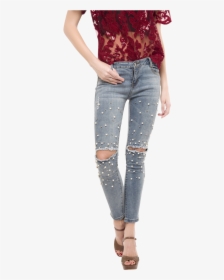 Vector Free Stock Pearl Ripped Buy And Blouses Online - Jeans With Pearls Online India, HD Png Download, Transparent PNG