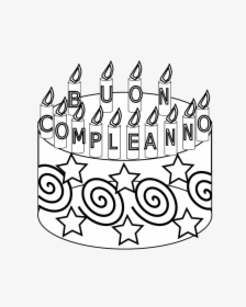 Compleanno Happy Birthday Cake Black White Line Art - 25 Cake Black And White, HD Png Download, Transparent PNG