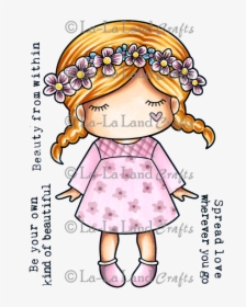 Flower Garland Paper Doll Marci Rubber Stamp - Cartoon, HD Png Download, Transparent PNG