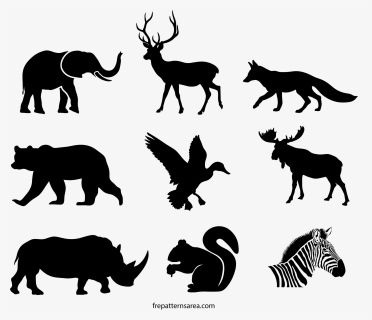 Wildlife Animals Silhouette Stencil & Printable Template - Silhouette Of  Animals, HD Png Download , Transparent Png Image - PNGitem