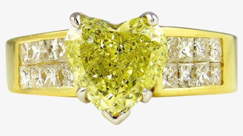32ct Estate Vintage Natural Fancy Yellow Heart Shape - Engagement Ring, HD Png Download, Transparent PNG