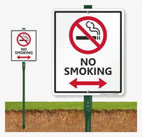 No Smoking Lawnboss Sign With Bidirectional Arrow - Do Not Pick Flowers Sign, HD Png Download, Transparent PNG
