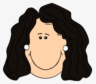 Dark Hair Lady With Earrings Svg Clip Arts - Cartoon Woman With Black Hair, HD Png Download, Transparent PNG