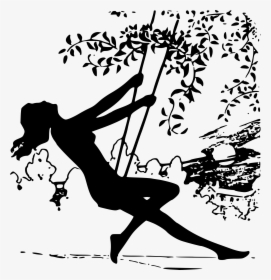 Naked Lady On A Swing Clip Arts - Girl On Swing Silhouette, HD Png Download, Transparent PNG