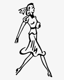 Black Woman Walking Png - Lady Clipart Black And White, Transparent Png, Transparent PNG