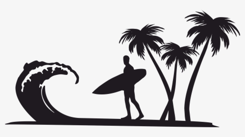 Transparent Palm Trees Clip Art - Surfer Silhouette, HD Png Download, Transparent PNG