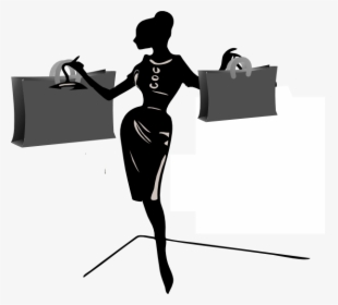 Lady Shopping Clip Art At Clker - Woman Shopping Black And White, HD Png Download, Transparent PNG