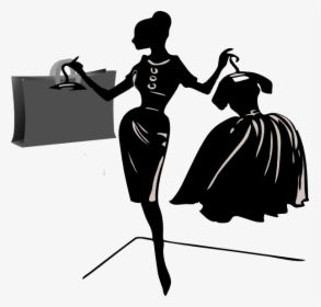 Diva Black Lady Clipart - Woman Shopping Black And White, HD Png Download, Transparent PNG