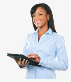 Transparent Black Lady Png - Black Woman With Tablet, Png Download, Transparent PNG