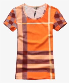 Stylish Burberry Women S Round Collar T Shirt Orange - Cotton, HD Png Download, Transparent PNG