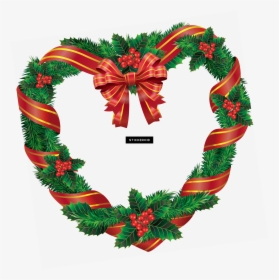 Heart Christmas Wreath - Clip Art Heart Christmas, HD Png Download, Transparent PNG