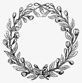 Vintage Floral Wreath Clipart Black And White, HD Png Download, Transparent PNG
