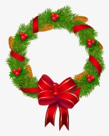 Pinart Christmas Pine Wreath Clipart Wreath Clipart - Christmas Wreath With Ribbon Png, Transparent Png, Transparent PNG