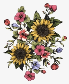 Sunflower And Other Flowers, HD Png Download, Transparent PNG