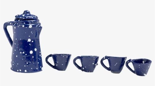 1 Inch Scale Blue Spatter Dollhouse Coffee Set - Blue And White Porcelain, HD Png Download, Transparent PNG