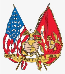 Us Flag And Marine Corps Flag Crossed, HD Png Download, Transparent PNG