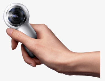 A Hand Holding The Gear 360 Moves From The Right To - Samsung Gear 360 Logo, HD Png Download, Transparent PNG