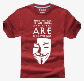 Bulletproof Burgundy T-shirt - Guy Fawkes Mask, HD Png Download, Transparent PNG