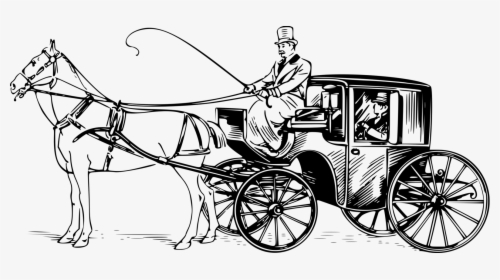 Clip Art Horse Drawn Wagon Clip Art - Horse Drawn Carriage Drawing, HD Png Download, Transparent PNG