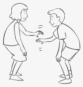 Two People Trying To Tag Each Others Knees In Knee - Line Art, HD Png Download, Transparent PNG