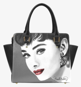 Audrey Hepburn Red Lips Classic Shoulder Handbag - Audrey Hepburn Black & White With Red, HD Png Download, Transparent PNG