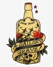 Clip Art Bottle Tattoo - Sailor Jerry Rum Tattoo, HD Png Download, Transparent PNG