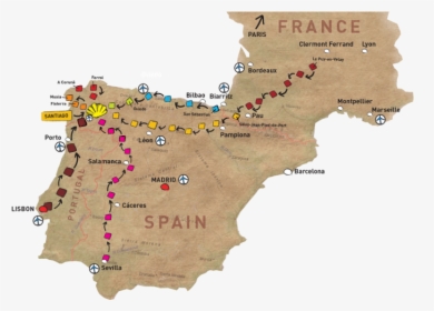 I M A Couch Potato But For Some Reason, The Idea Of - Camino De Santiago Map Of Routes, HD Png Download, Transparent PNG