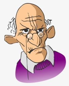 Elderly, Wrinkled, Man, Old, Aged, Angry, Spectacles - Old Man With Glasses Cartoon, HD Png Download, Transparent PNG