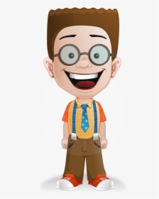 Little School Boy With Glasses Cartoon Vector Character - Nerdy White Cartoon Characters, HD Png Download, Transparent PNG