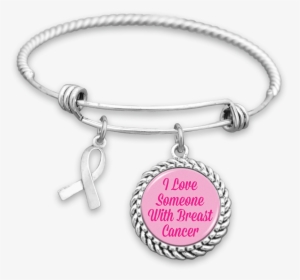 I Love Someone With Breast Cancer Ribbon Charm Bracelet - Charms Png, Transparent Png, Transparent PNG