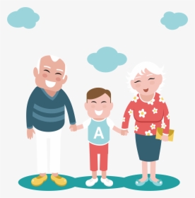 Grandparent Clip Art Happy - Boy With Grandparents Clipart, HD Png Download, Transparent PNG