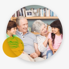 Grandchildren Smiling While Sitting On Their Grandparents - Png Grandparents, Transparent Png, Transparent PNG