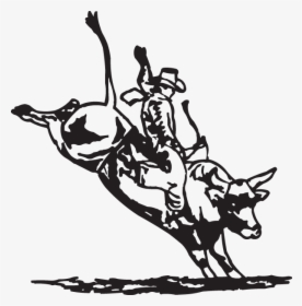 Bull Riding Decal Professional Bull Riders Sticker - Bull Riding Pictures Black And White, HD Png Download, Transparent PNG