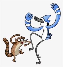 Mordecai Dancing With Rigby-ydb527 - Mordecai And Rigby Drawing, HD Png Download, Transparent PNG
