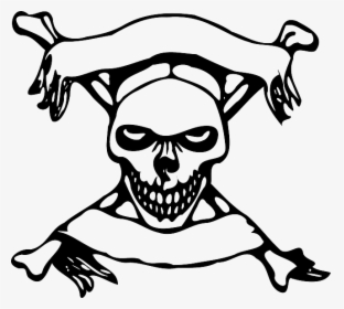 Skull, Cross Bones, Banners, Symbol, Danger, Pirate - Skull With Banners, HD Png Download, Transparent PNG