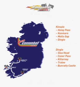 Cannonball Run Retro Road Trip - Cannonball Ireland 2019 Route, HD Png Download, Transparent PNG
